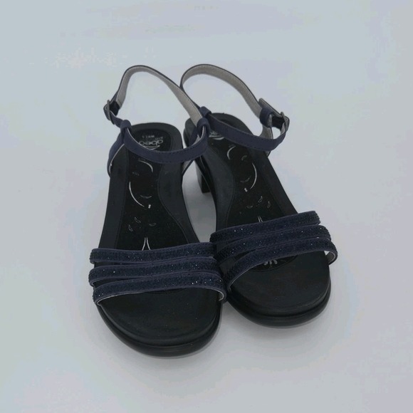 ABEO Grace Metatarsal Mid Heel Sandals Blue Rhinestone Slingback Womens 7.5 Med - Picture 2 of 9